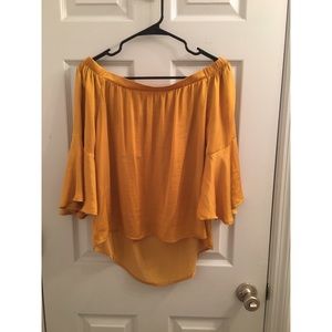 Mustard off the shoulder bell sleeve top